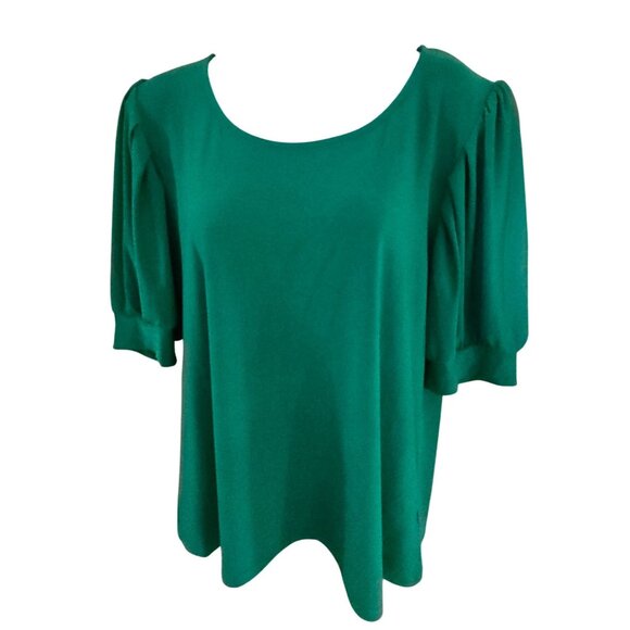 Calvin Klein Green Blouse Puff Sleeves Kelly green work office academia - Picture 3 of 6